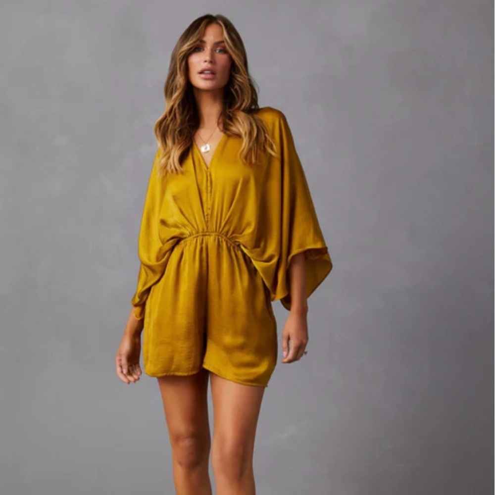 Satin Kimono Sleeve Romper